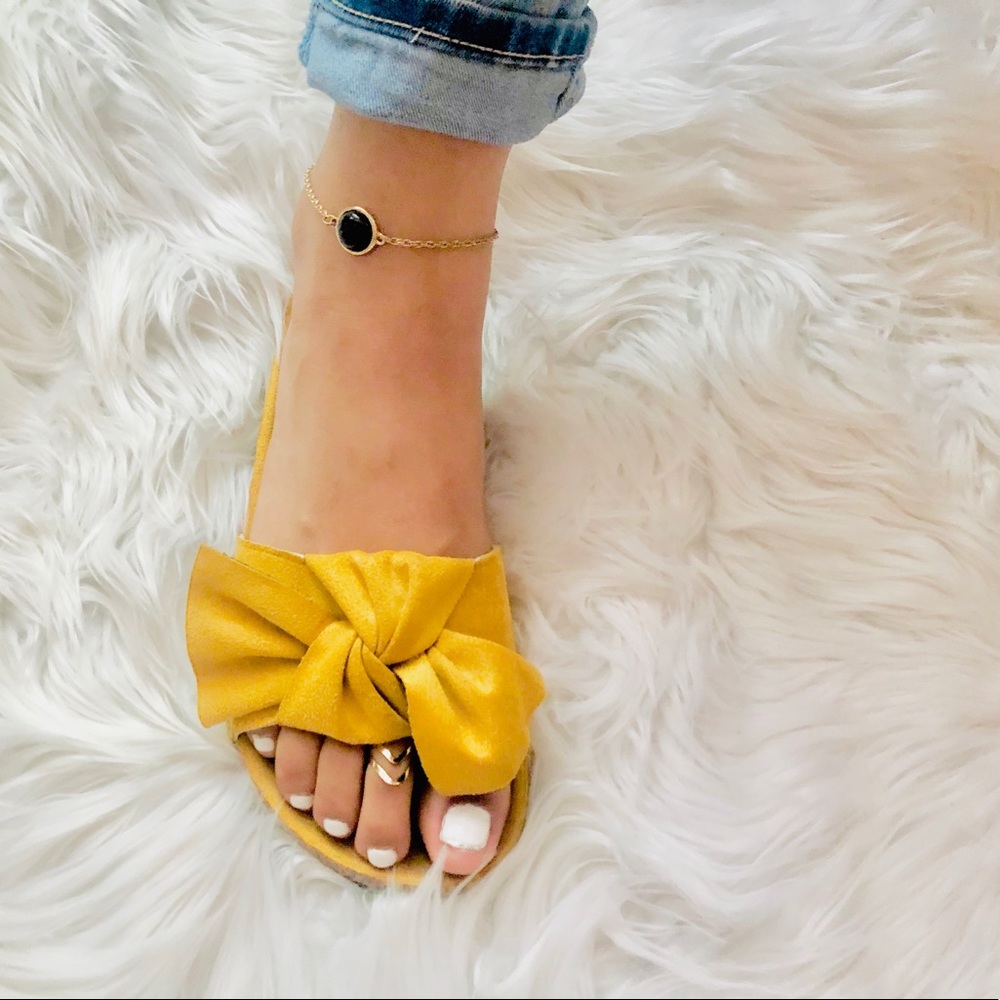 Mustard Bow Sandals